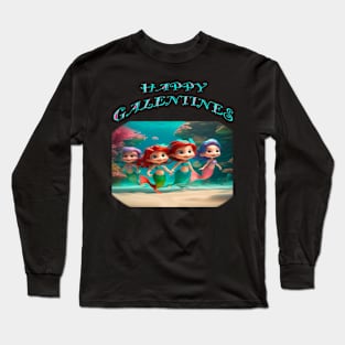 Galentines day mermaids Long Sleeve T-Shirt